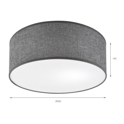 Plafoniera SIRJA 1xE27/15W/230V Ø 35 cm grigio