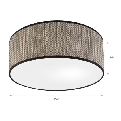 Plafoniera SIRJA 2xE27/15W/230V, diametro 35 cm, marrone