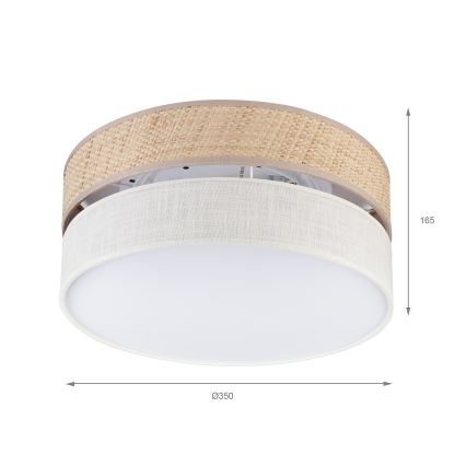 Plafoniera SIRJA DOUBLE BOHO 2xE14/15W/230V Ø 35 cm beige/crema