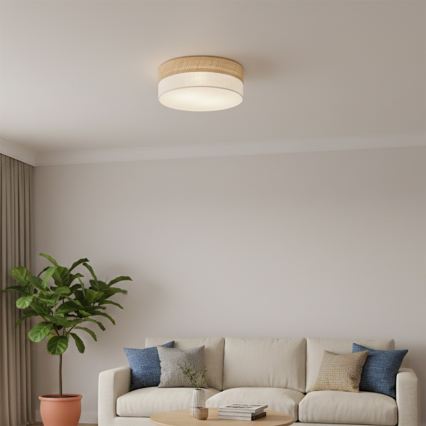 Plafoniera SIRJA DOUBLE BOHO 2xE14/15W/230V Ø 35 cm beige/crema