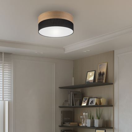 Plafoniera SIRJA WOOD 1xE27/15W/230V diametro 35 cm nero/quercia