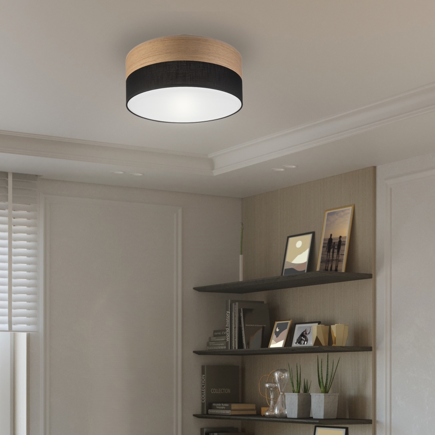 Plafoniera SIRJA WOOD 1xE27/15W/230V diametro 35 cm nero/quercia