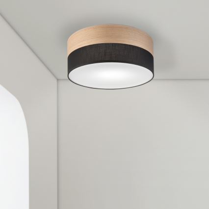Plafoniera SIRJA WOOD 1xE27/15W/230V diametro 35 cm nero/quercia