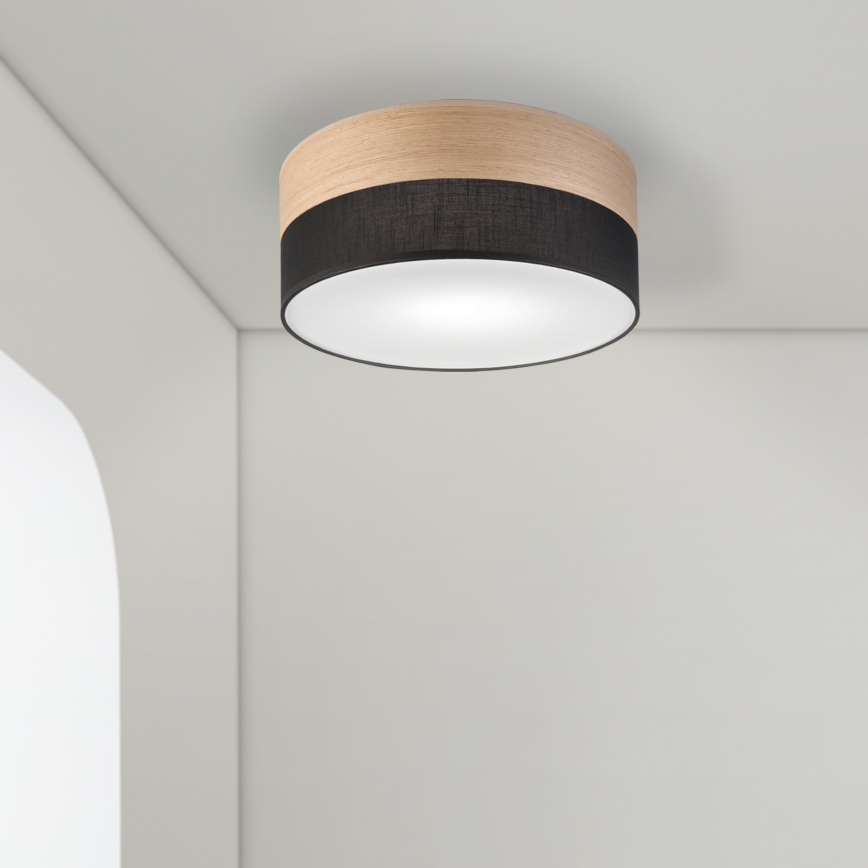 Plafoniera SIRJA WOOD 1xE27/15W/230V diametro 35 cm nero/quercia