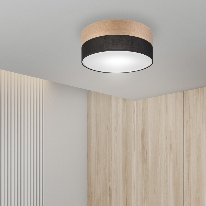 Plafoniera SIRJA WOOD 1xE27/15W/230V diametro 35 cm nero/quercia