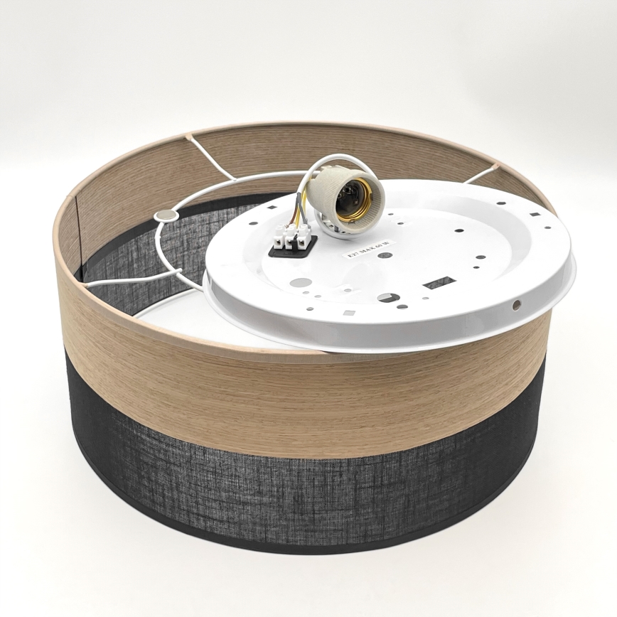 Plafoniera SIRJA WOOD 1xE27/15W/230V diametro 35 cm nero/quercia