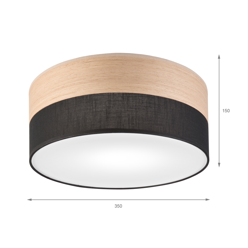 Plafoniera SIRJA WOOD 1xE27/15W/230V diametro 35 cm nero/quercia