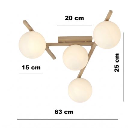 Plafoniera SMART 4xE14/10W/230V beige/bianco