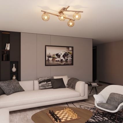Plafoniera SMART 4xE14/10W/230V beige/fumé beige