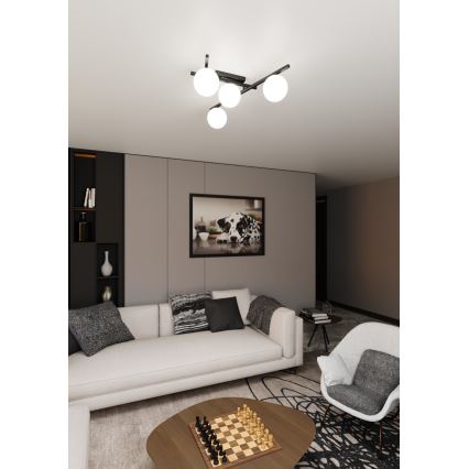 Plafoniera SMART 4xE14/10W/230V nero/bianco