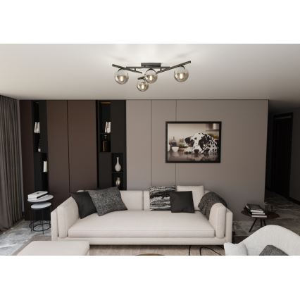 Plafoniera SMART 4xE14/10W/230V nero/grigio