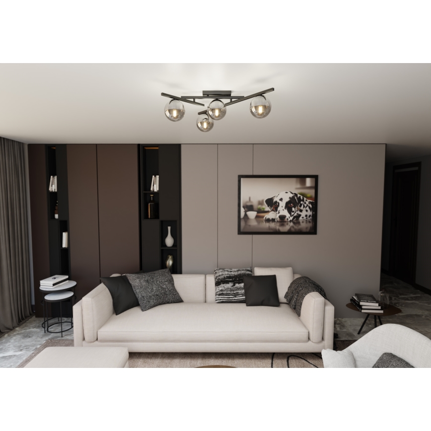 Plafoniera SMART 4xE14/10W/230V nero/grigio