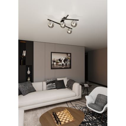Plafoniera SMART 4xE14/10W/230V nero/grigio