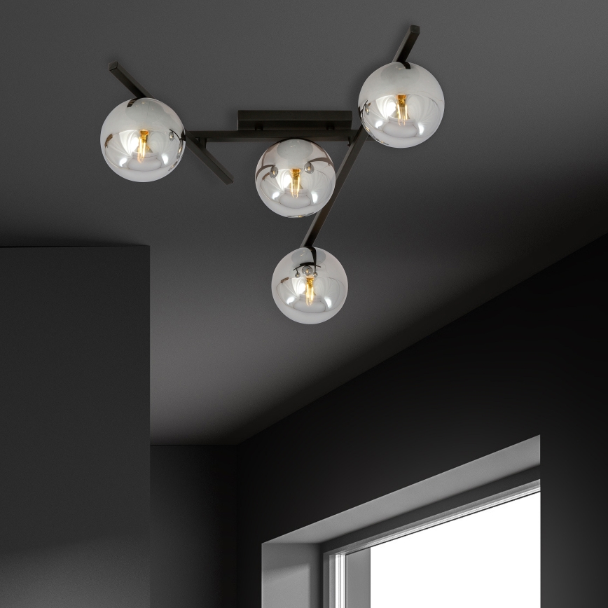 Plafoniera SMART 4xE14/10W/230V nero/grigio