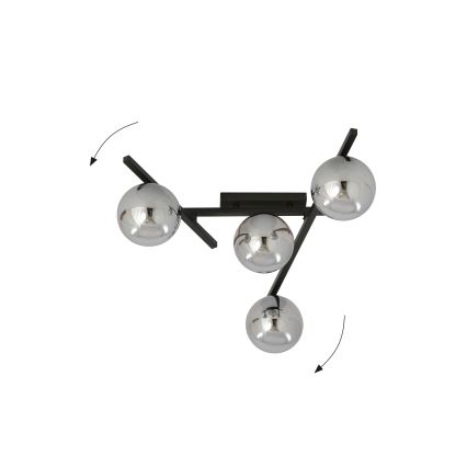 Plafoniera SMART 4xE14/10W/230V nero/grigio