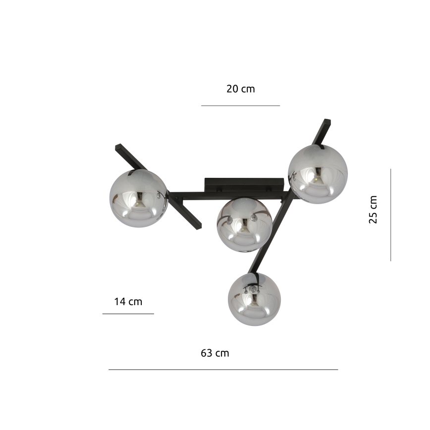 Plafoniera SMART 4xE14/10W/230V nero/grigio