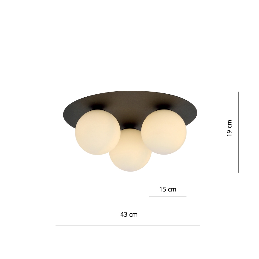 Plafoniera SOLAR 3xE14/10W/230V nero/bianco