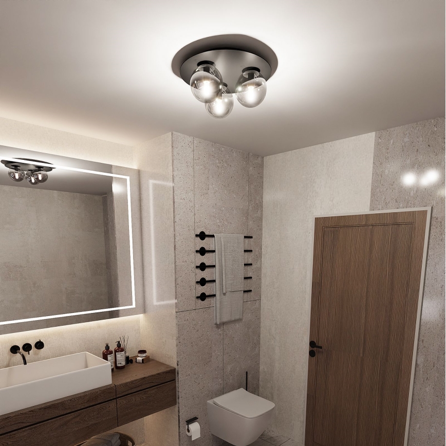 Plafoniera SOLAR 3xE14/10W/230V nero/grigio