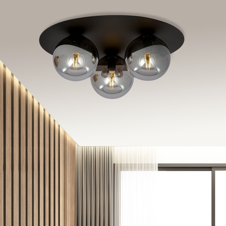 Plafoniera SOLAR 3xE14/10W/230V nero/grigio