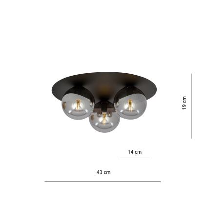 Plafoniera SOLAR 3xE14/10W/230V nero/grigio