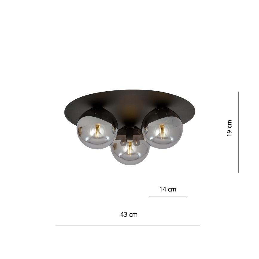 Plafoniera SOLAR 3xE14/10W/230V nero/grigio