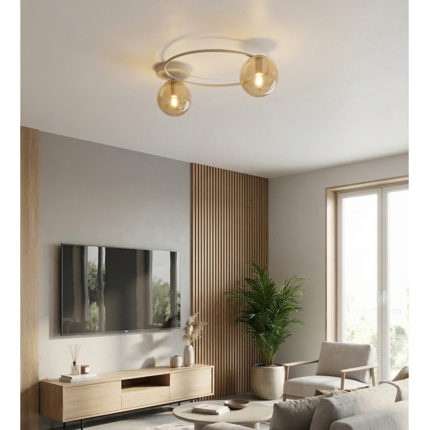 Plafoniera SOPRA 2xE14/10W/230V beige/fumé