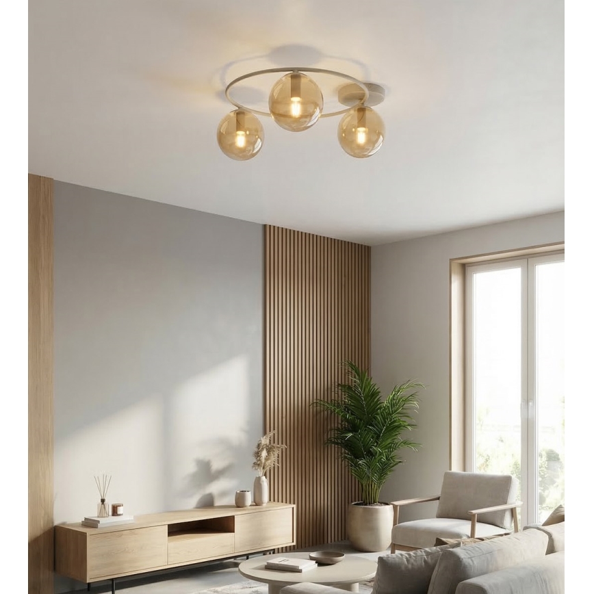 Plafoniera SOPRA 3xE14/10W/230V beige/fumé