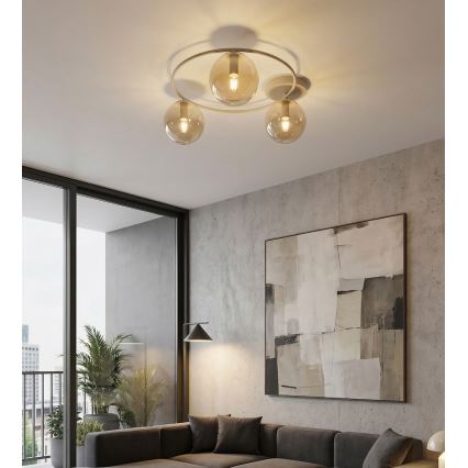Plafoniera SOPRA 3xE14/10W/230V beige/fumé