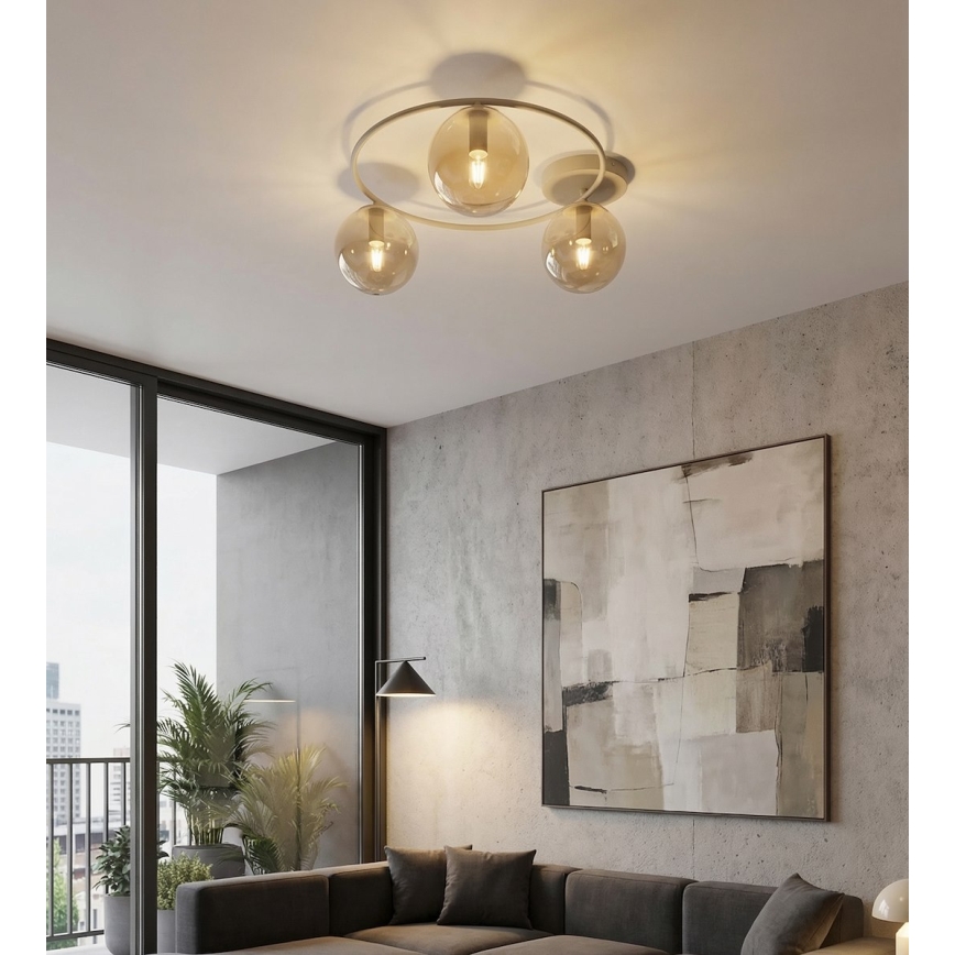 Plafoniera SOPRA 3xE14/10W/230V beige/fumé