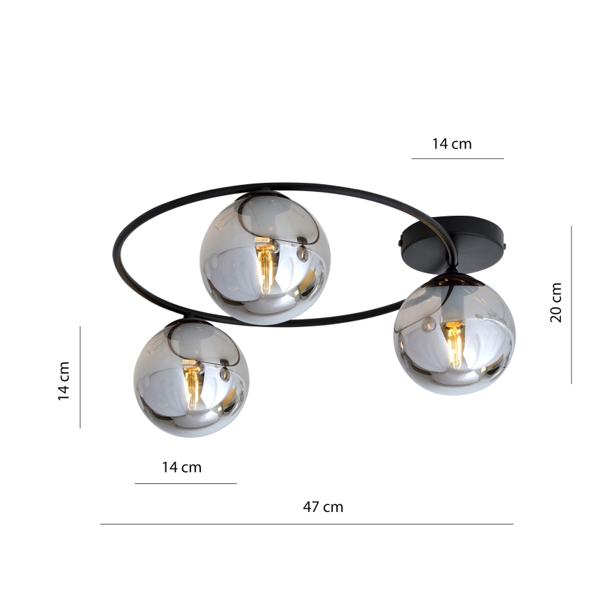 Plafoniera SOPRA 3xE14/10W/230V nero