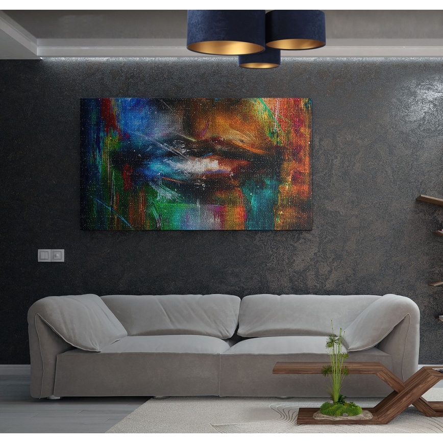 Plafoniera SPACE 3xE27/60W/230V blu/oro
