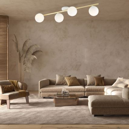 Plafoniera SPLENDI 4xE14/10W/230V bianco/oro