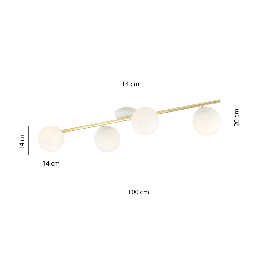 Plafoniera SPLENDI 4xE14/10W/230V bianco/oro