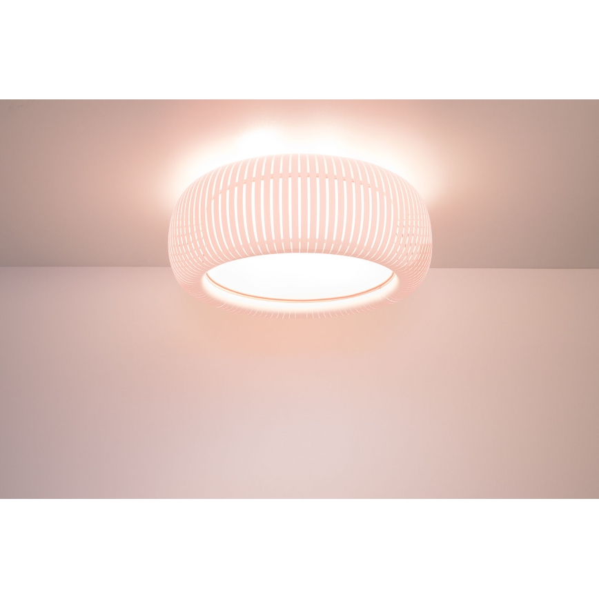 Plafoniera STRIPES 2xE27/40W/230V Ø 55 cm bianco/rosa