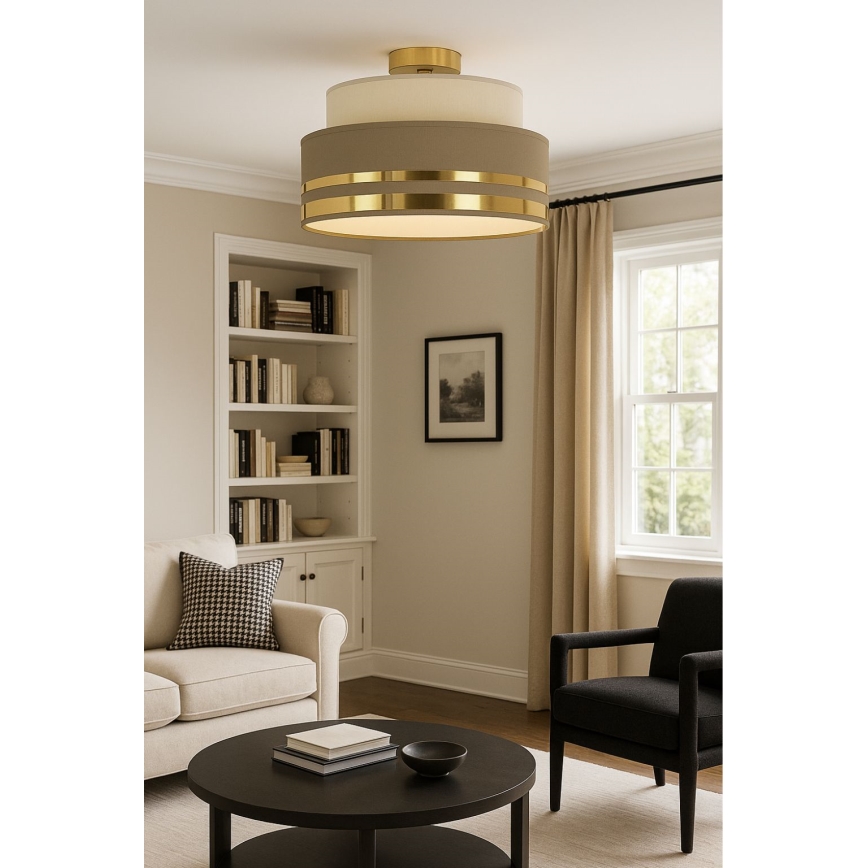 Plafoniera TAMI 1xE27/60W/230V beige/marrone/oro
