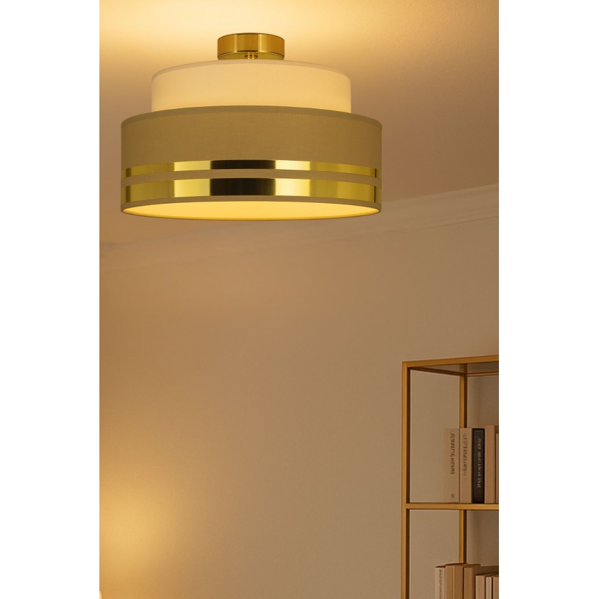 Plafoniera TAMI 1xE27/60W/230V beige/marrone/oro