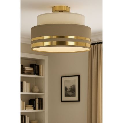 Plafoniera TAMI 1xE27/60W/230V beige/marrone/oro