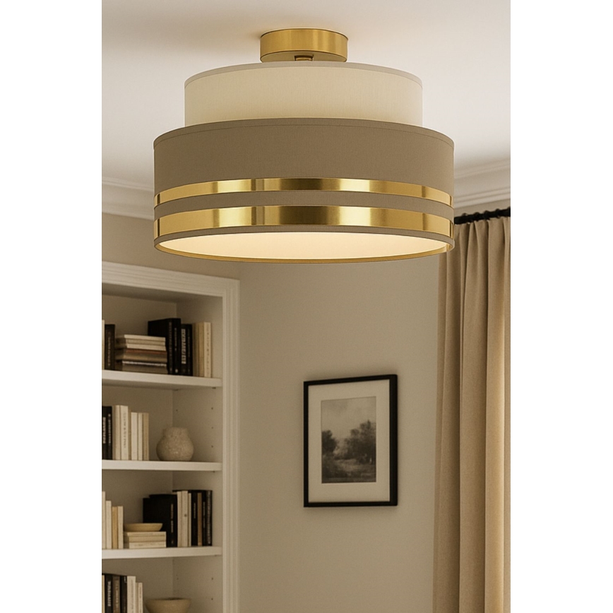 Plafoniera TAMI 1xE27/60W/230V beige/marrone/oro