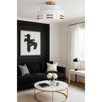 Plafoniera TAMI 1xE27/60W/230V diametro 40 cm bianco/oro