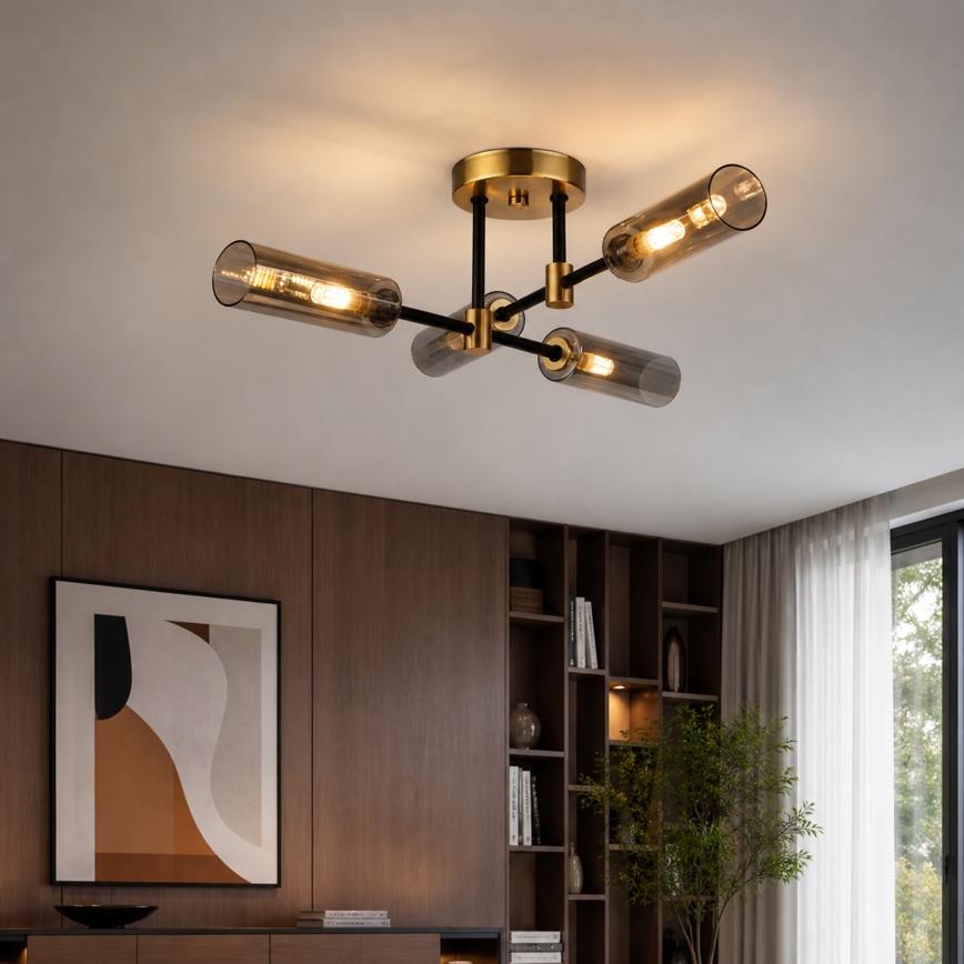 Plafoniera TESSA 4xG9/5W/230V ottone/nero fumé