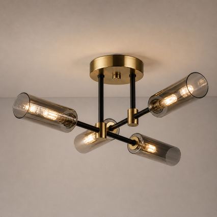 Plafoniera TESSA 4xG9/5W/230V ottone/nero fumé