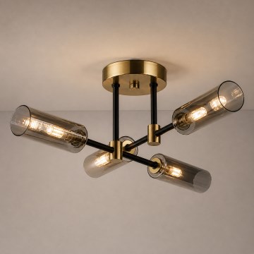 Plafoniera TESSA 4xG9/8W/230V ottone/nero fumé