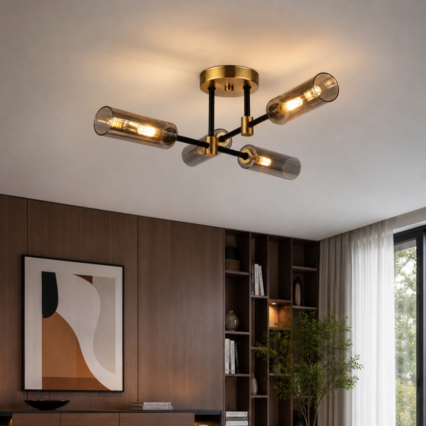 Plafoniera TESSA 4xG9/8W/230V ottone/nero fumé