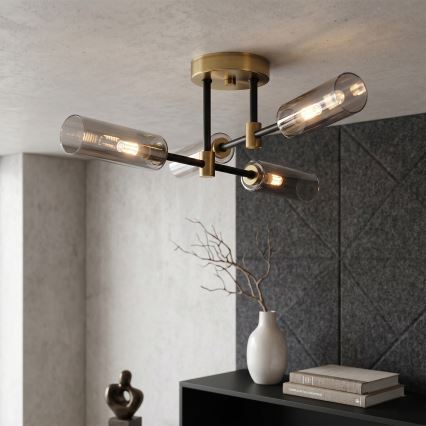 Plafoniera TESSA 4xG9/8W/230V ottone/nero fumé