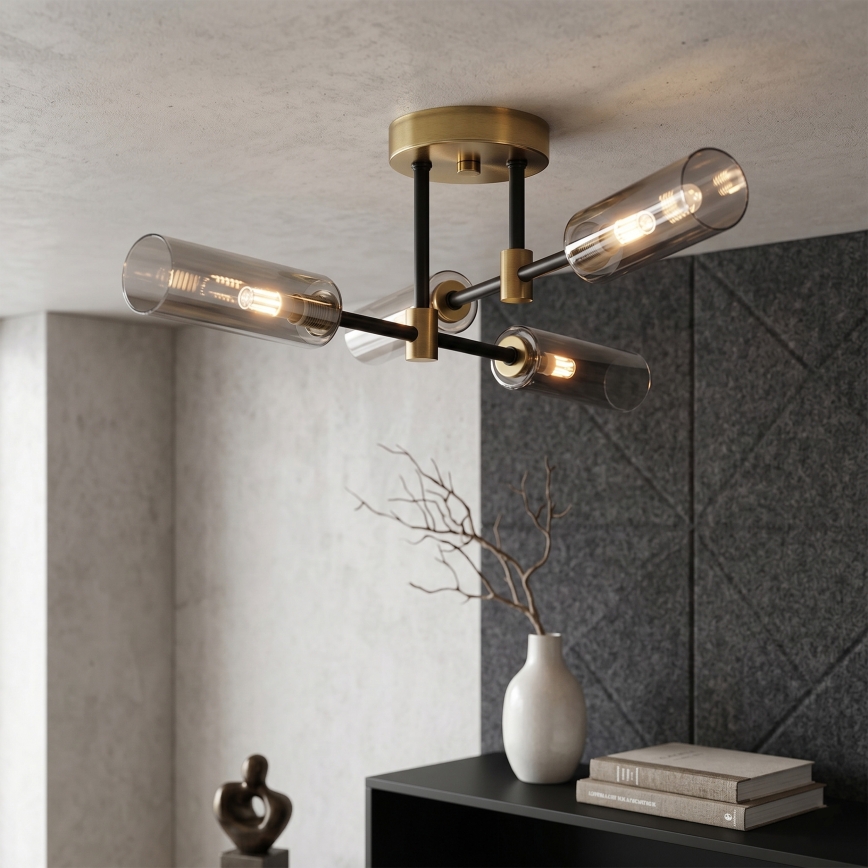 Plafoniera TESSA 4xG9/8W/230V ottone/nero fumé