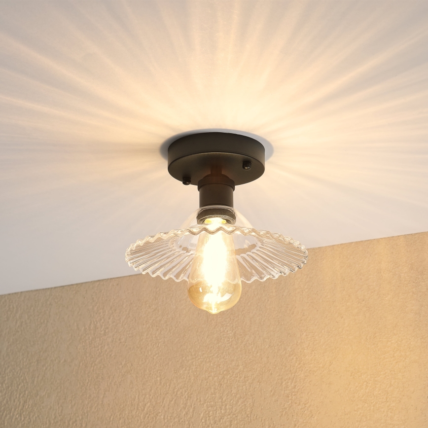 Plafoniera TRISH 1xE27/15W/230V nero/trasparente
