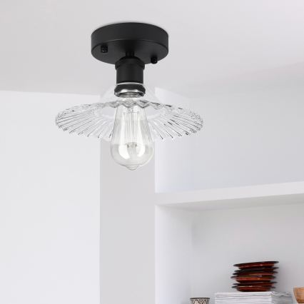 Plafoniera TRISH 1xE27/15W/230V nero/trasparente