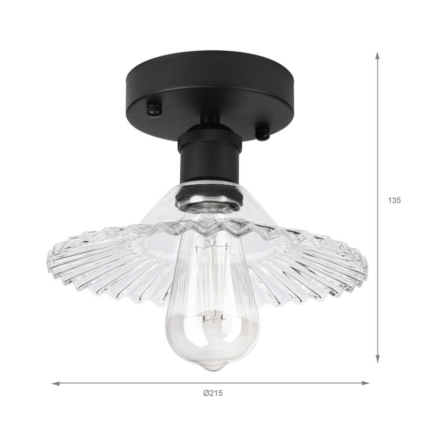 Plafoniera TRISH 1xE27/15W/230V nero/trasparente