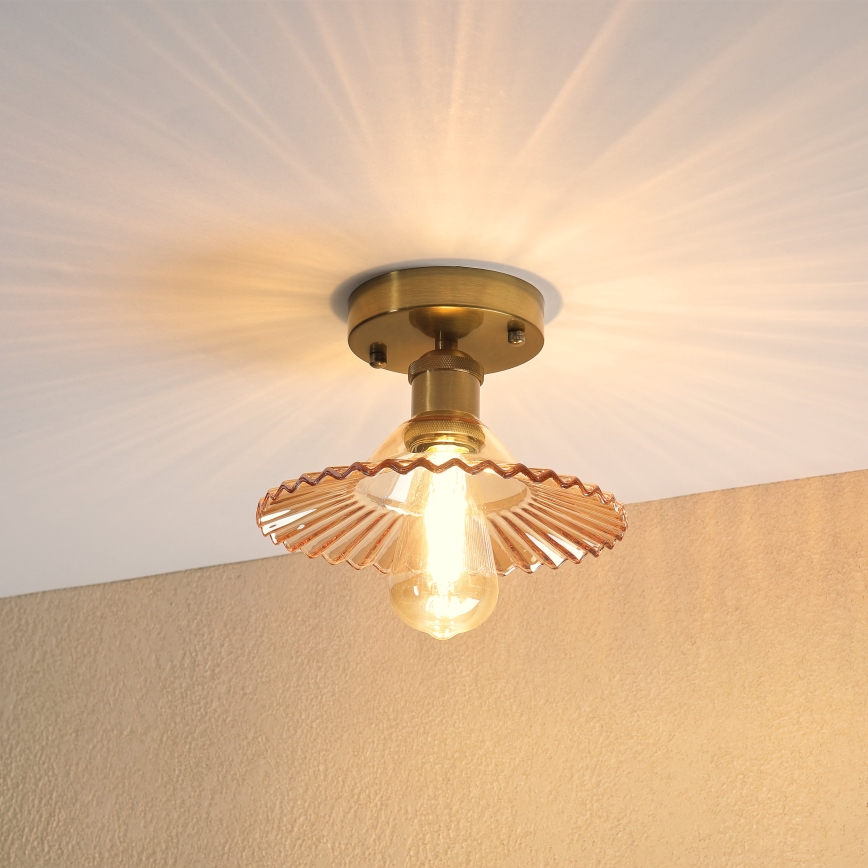 Plafoniera TRISH 1xE27/15W/230V oro/beige fumé