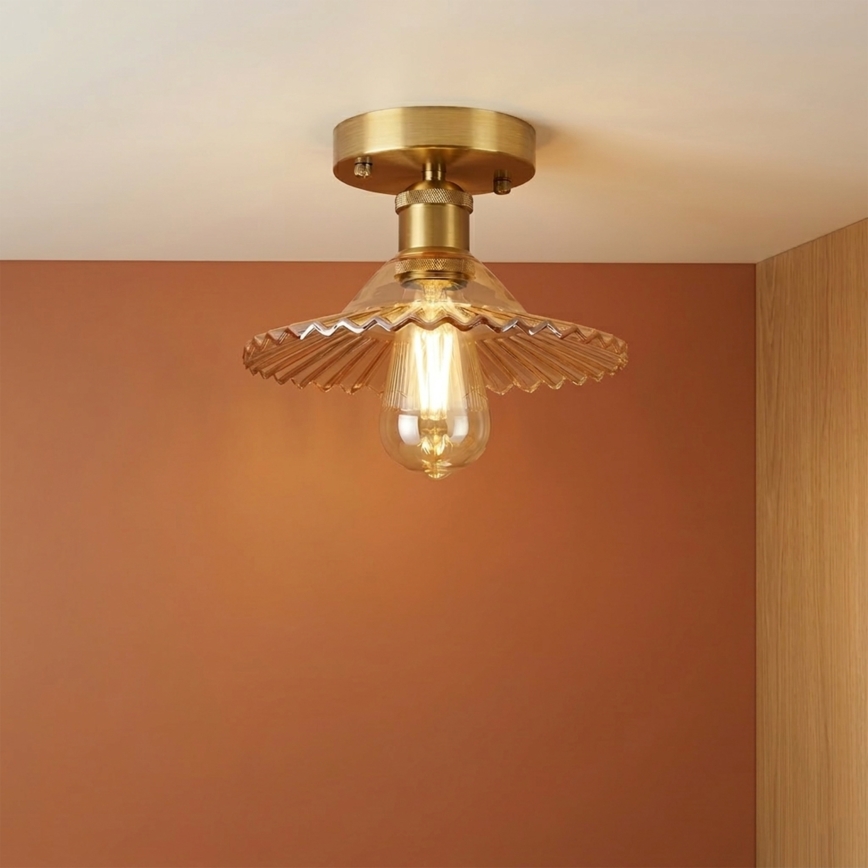 Plafoniera TRISH 1xE27/15W/230V oro/beige fumé